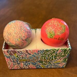 Lilly Pulitzer Pink and Multicolor Ornament Duo